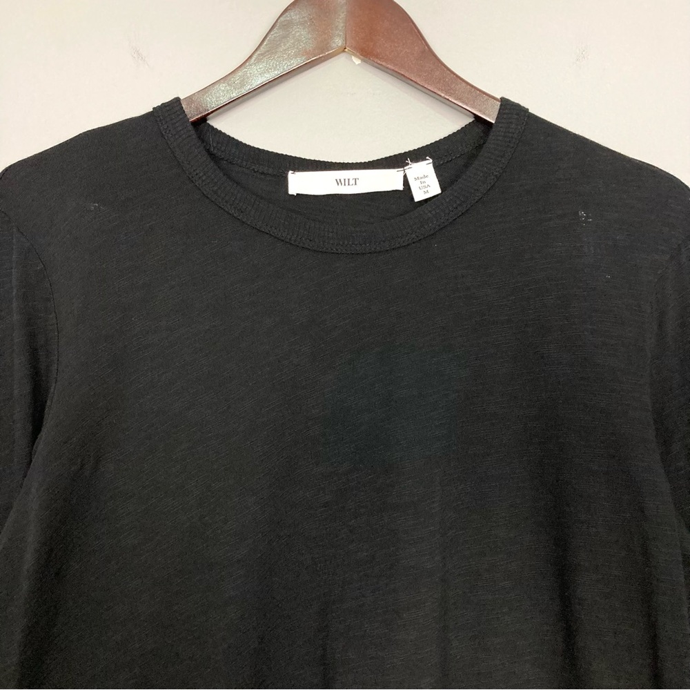 Wilt Asymmetrical Knit TunicTop Women’s Size M Scoop Neck Long Sleeves Black - Picture 5 of 10